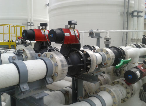 Flow control valves installed in petrochemical plant