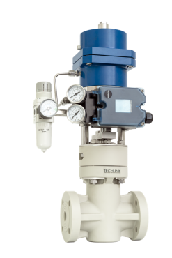 Non-metallic polymer bellow sealed globe type control valve Series N from Techlink Non-metallic polymer bellow sealed globe type control valve Series N from Techlink, high precision, reliable, resistant to corrosion, more resistant to errosion than metallic valves. The best choice of control valve for highly corrosive fluids and safety assurance.